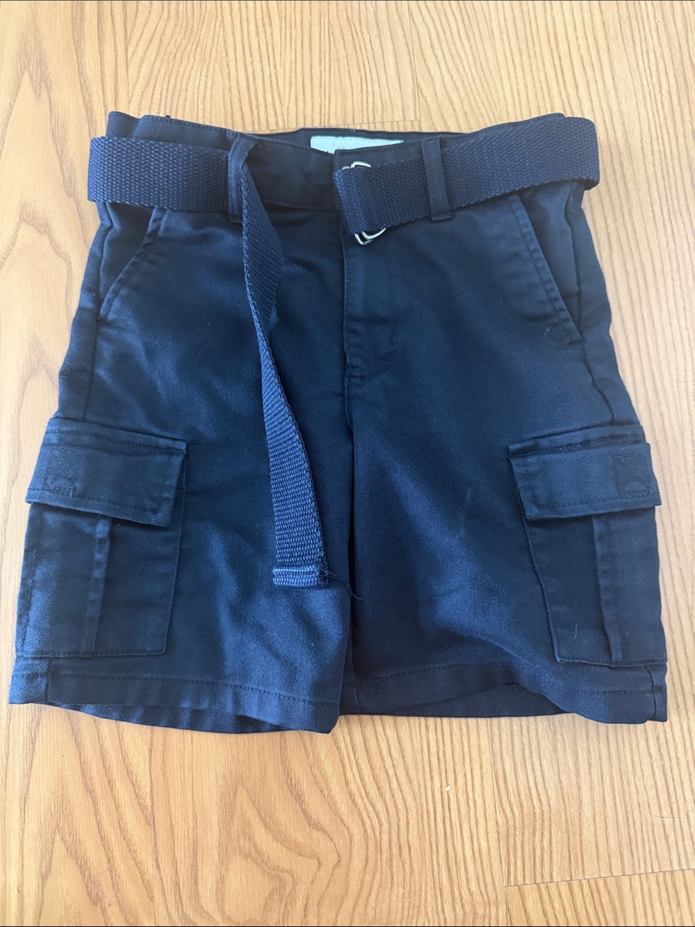Kids Navy Cargo Shorts with Web Belt